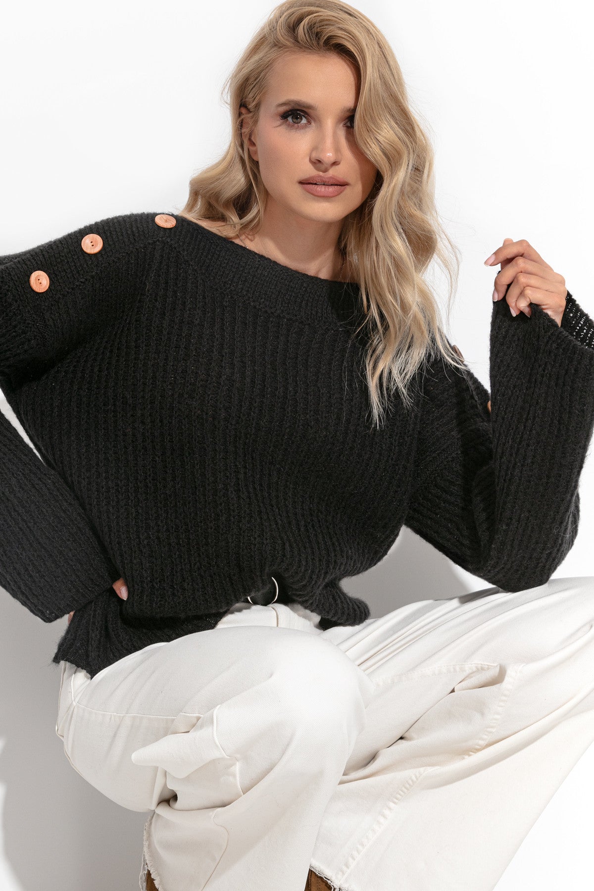 Fobya F1265 Damen Pullover - Schwarz - Größe 42/44