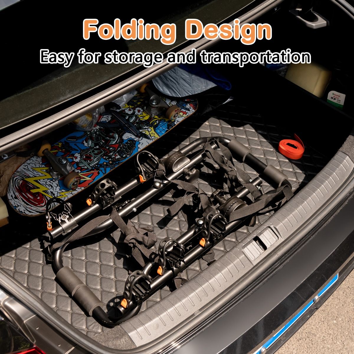 Coast Trunk Fahrradträger für 3 Fahrräder - Verstellbarer Heckklappen-Fahrradträger 71 x 33 x 63 cm - Schwarz - Tragfähigkeit 45 kg