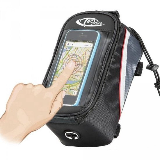 tectake - Rahmentasche Fahrradtasche für z.B. Smartphone etc. schwarz rot L 401611