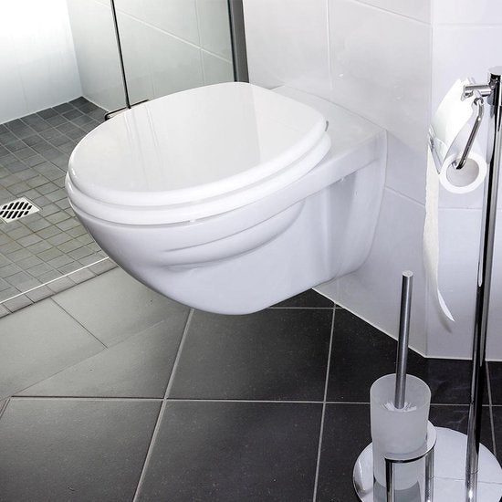 Casaria Toilettensitz mit Deckel und Verschlussmechanismus aus MDF, weiß