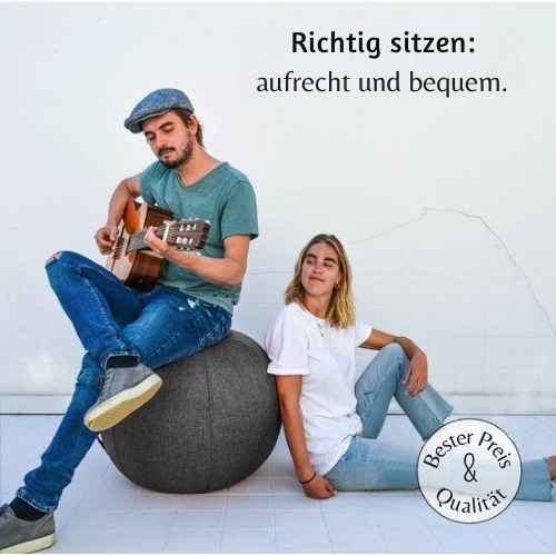Backerz - Sitzball für Büro und Zuhause 75 CM - Luxus-Yogaball - Ergonomischer Bürostuhlball - Leinen Anthrazit