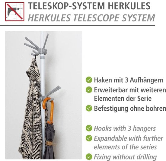 Wenko Garderobe Herkules 29 x 12,5 x 15 cm, grau, 2 Stück