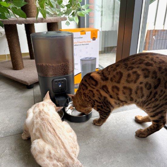Viervoeter Feed Pro Dual – Automatischer Futterspender 7 l – HD-Kamera & Audio – Für Katzen und Hunde – Futterspender mit App – Schwarz
