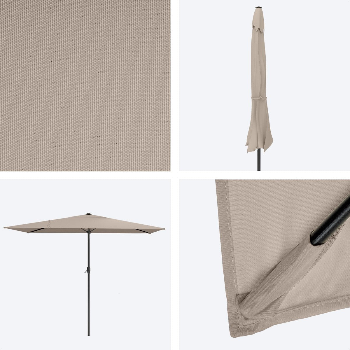 LifeGoods Sonnenschirm - 270x180cm - 30° neigbar - Wasserdicht - Beige