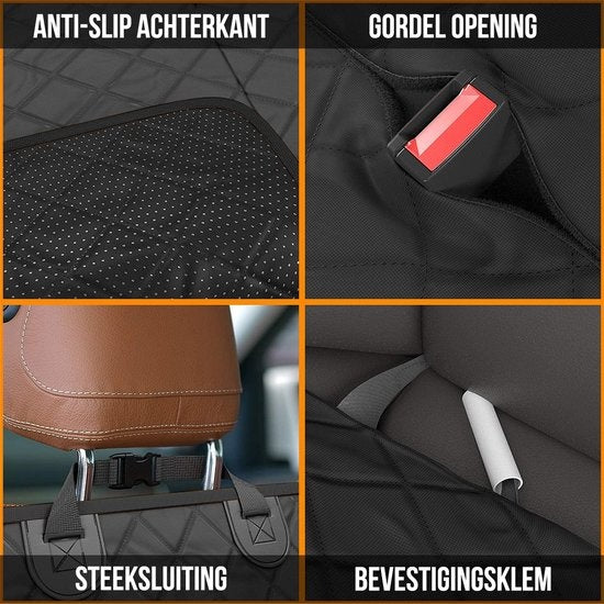 Strex Hundedecke Auto Rücksitz und Kofferraum - 137 x 147 CM - Schutzhülle - Hundedecke - Auto Autoteppich Rücksitz - Inkl. Hundeleine und Aufbewahrungstasche - SCHWARZ