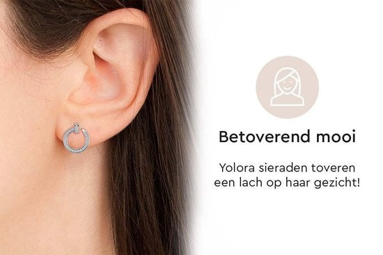 Yolora Damen Ohrringe mit Kalpa Camaka Kristallen - Silber - 18K Weißgold vergoldet - Damen Ohrstecker Silber - Ohrstecker - Schmuck - Luxuriöse Geschenkbox - Geschenkbox - Exklusive Geschenkbox - Schöne Geschenkverpackung