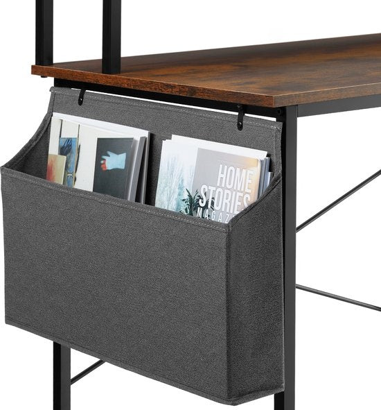 tectake - Everett Schreibtisch - 80 cm breit - mit Ablage und Organizer - Computertisch - dunkelbraun - 404662