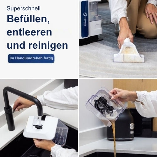 Samako - Professioneller Teppichreiniger - Tragbar - Sofa-Reiniger- Mit Extra-Bürste - Weiß/Blau