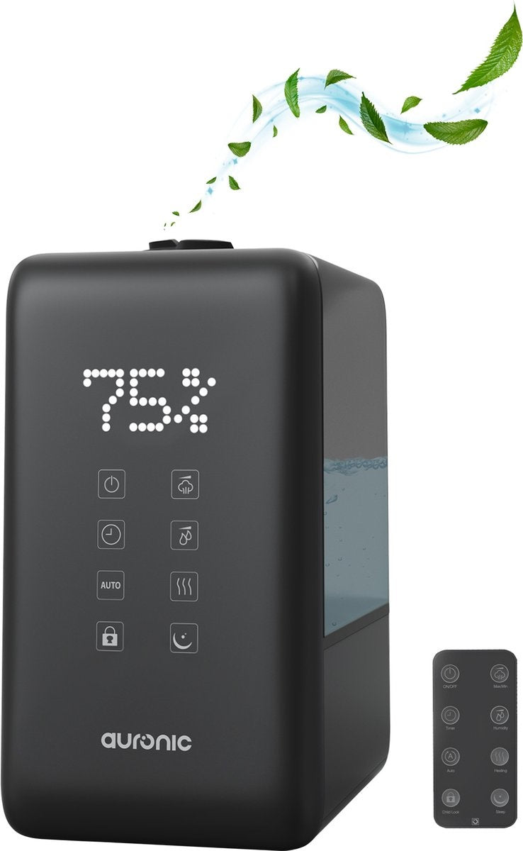 Auronic Luftbefeuchter - 3 Wärmestufen - 6L Tankkapazität - 70m2 - Wasserfilter inklusive - Schwarz
