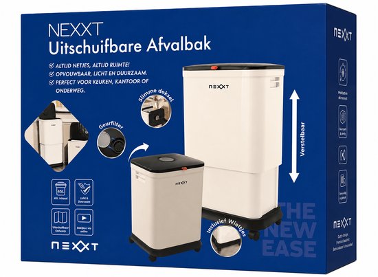 Nexxt Verstellbarer Mülleimer – Abfallbehälter – 25 l bis 45 l – mit Rollen
