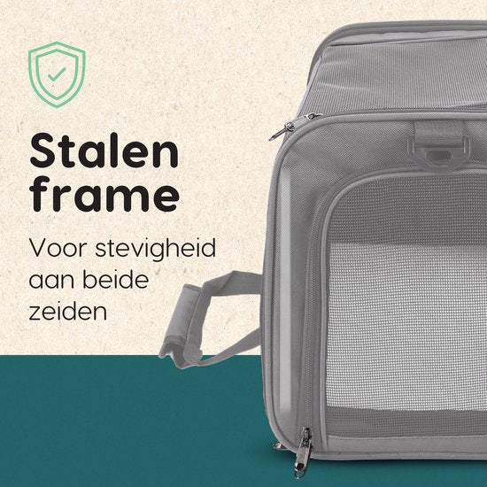Volcan Travel Bag Cat - Reisekorb - Tragetasche Katzen - Transportbox mit Toplader - Tragekorb Hellgrau