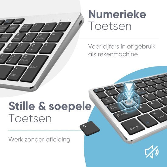 Trendfield Wireless Keyboard - Bluetooth Tastatur - Leise Tasten - Wiederaufladbar - Qwerty - Space Grau