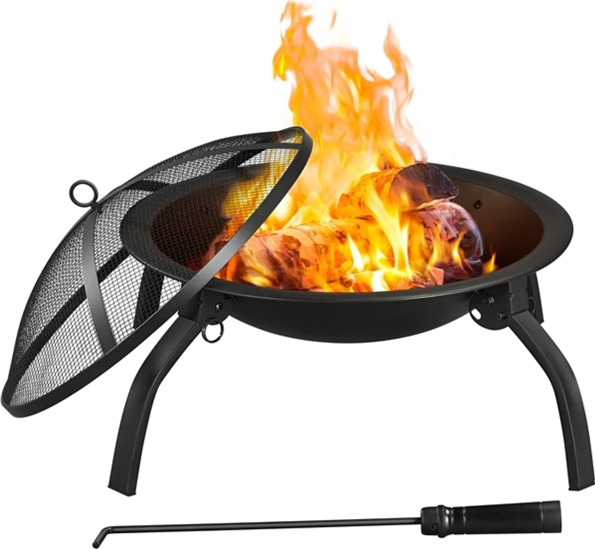 Yaheetech Zusammenklappbare Feuerschale 54 x 38,5 cm mit Tragetasche – Schwarz – Metall