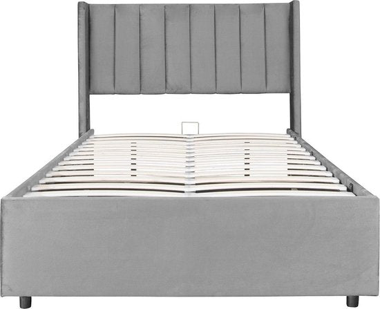 Polsterbett Savona - 200 x 140 cm - Hellgrau - Inkl. Bettkasten