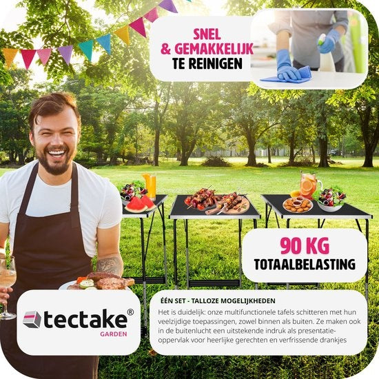 tectake - Aluminium Gartentisch Wandtisch Klapptisch 300x60 cm