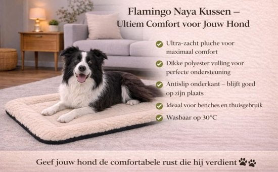 Hundekissen – Hundekorb – Naya, rechteckig, beige, 100,5 x 63,5 cm – weicher Liegekomfort – perfekte Passform – langlebig