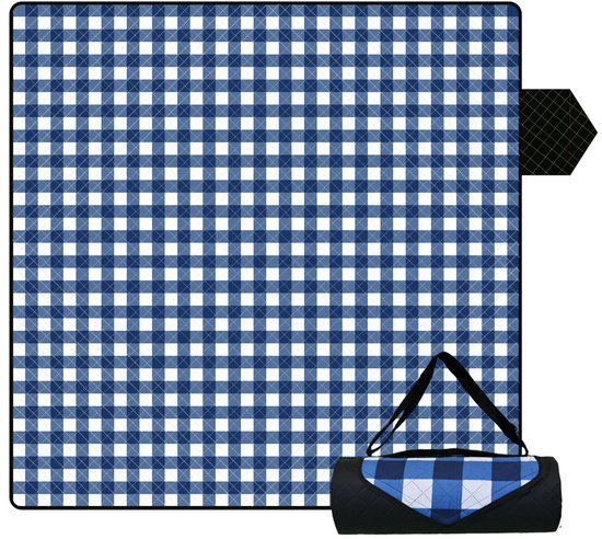 Fuegobird – Picknickdecke – 200 x 200 cm – Stranddecke – Faltbare Campingdecke – Wasserdicht – Sanddichte Picknickmatte – Tragbare Garten- und Strandmatte – Maschinenwaschbar – für Camping – Garten – Park– Strand – geeignet als Krabbeldecke für Kinder (bl