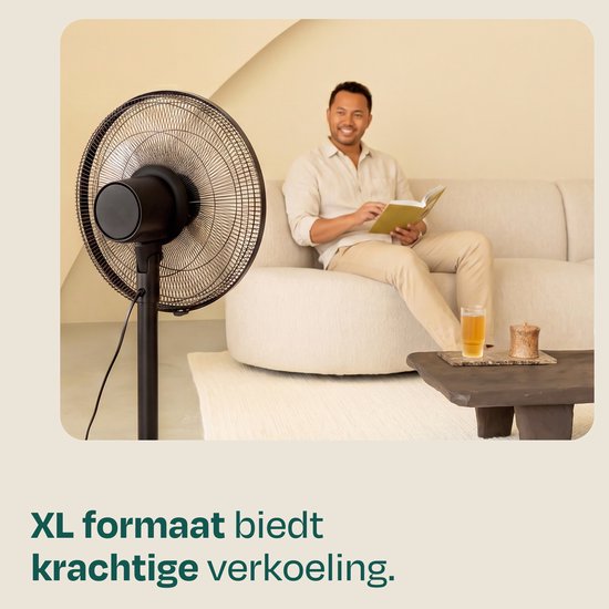 VONROC Standventilator – Ø 45,5 cm – 3 Geschwindigkeitsstufen – Timer – in 3 Höhen verstellbar – inkl. Fernbedienung – schwarz