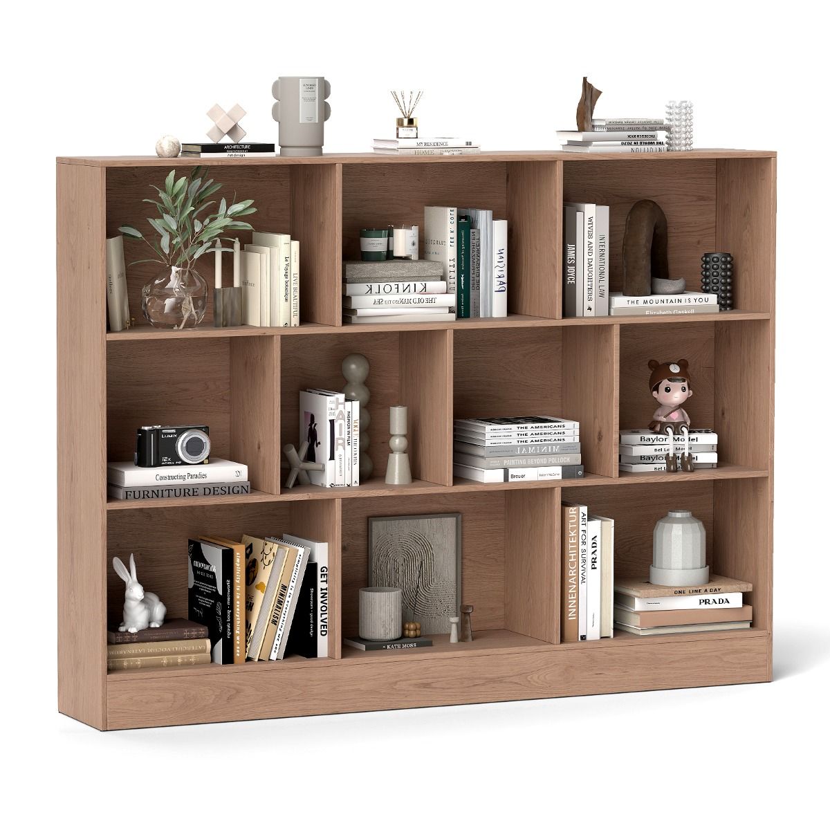 Coast Bücherregal – 10 offene Fächer – 3 Ebenen – 140 cm – Naturholz
