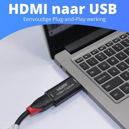 EarKings HDMI zu USB Adapter - Video Capture - geeignet für PlayStation, Xbox, Nintendo, Windows, MAC - Schwarz