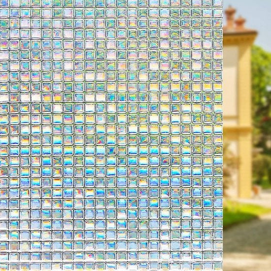 Homewell Fensterfolie HR++ 60x200cm - Solar & Isolierend - Statisch - Regenbogen Mosaik