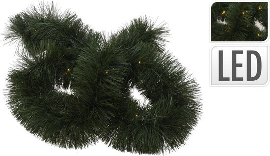 Girlande Grün mit 26 Led-Lichtern - warmweiß- Weihnachtsgirlande -270 cm - batteriebetrieben