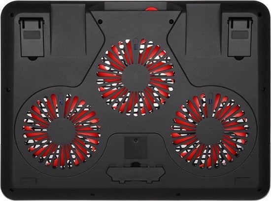 Fuegobird Laptop Cooler - Laptophalter und -kühler - 3 Lüfter - Einstellbar - RGB - Max 17 Zoll - Schwarz