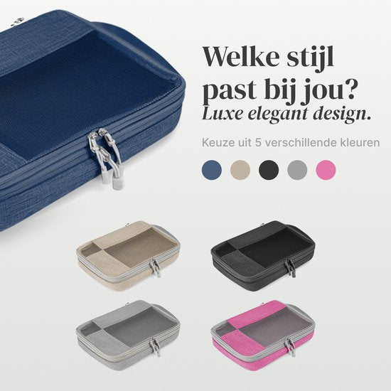 Skycases Travel Essentials Packing Cubes - 6-teiliges Set - Luxus-Kompressions-Organizer aus hochwertigem Nylon - platzsparend und langlebig - ideal für Reisen - Dunkelblau