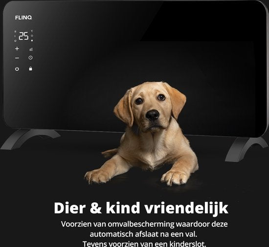 FlinQ Smart Panel Heater - Mit WiFi - Heizpaneel - Konvektorheizung - Tragbar - 2000W - Schwarz