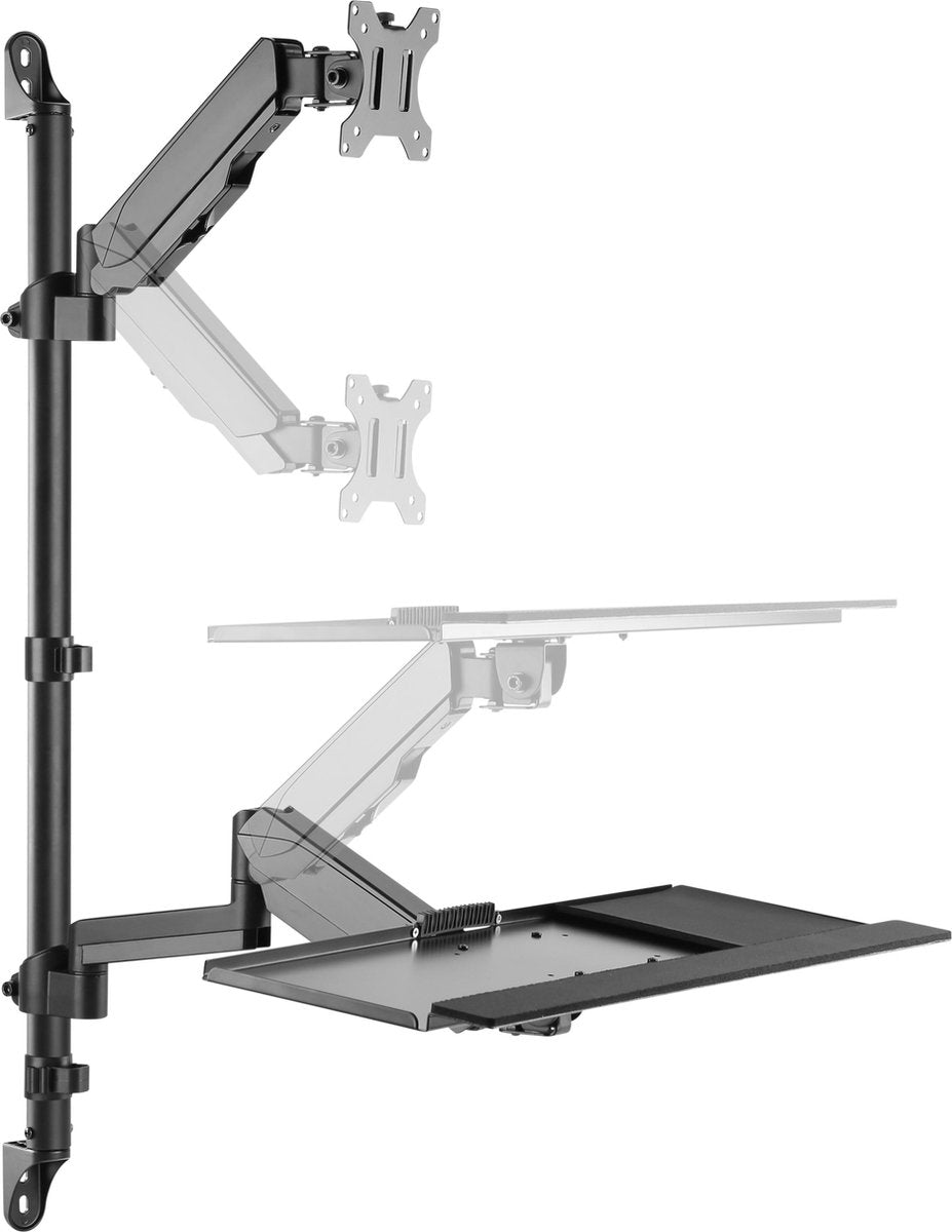 Sitz-Steh-Arbeitsplatz - Wandhalterung - Monitorhalterung - Tastatur Wandhalterung - Arbeitsstation