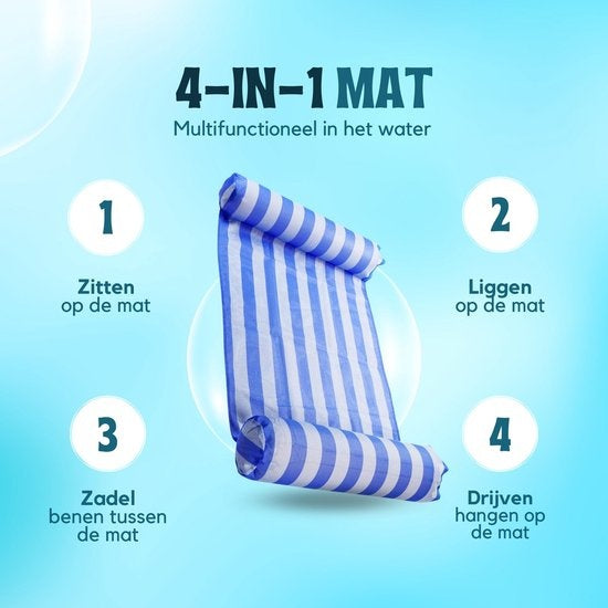 Travelly - Luxus Wasserhängematte - Hängematte - Luftmatratze - Luftmatratze Pool - Wasserhängematte - Blau