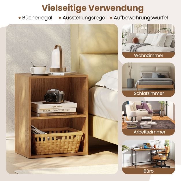 Coast Bücherregal mit 2 offenen Fächern – verstellbare Einlegeböden – 42 x 29,5 x 53,5 cm – Natur