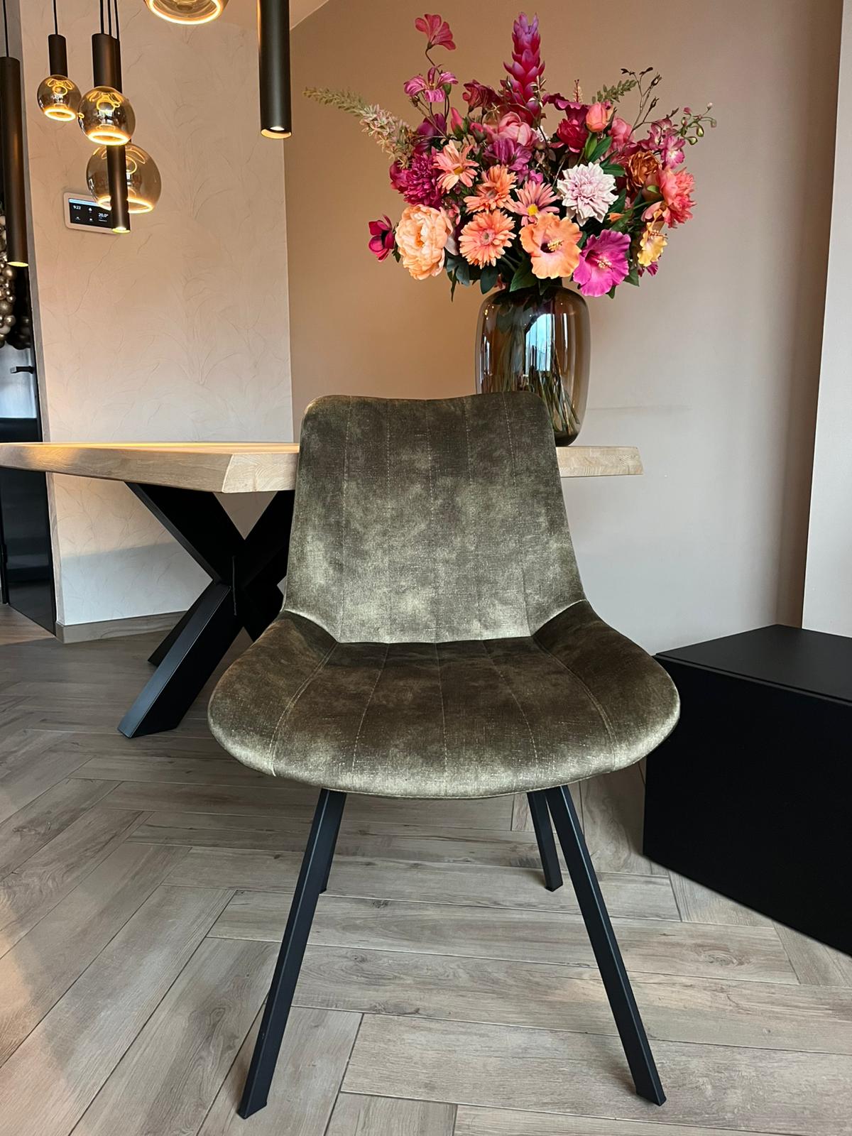Furniture31 Riva Esszimmerstühle - Duopack - Luxe Velvet - Metallgestell - Grün