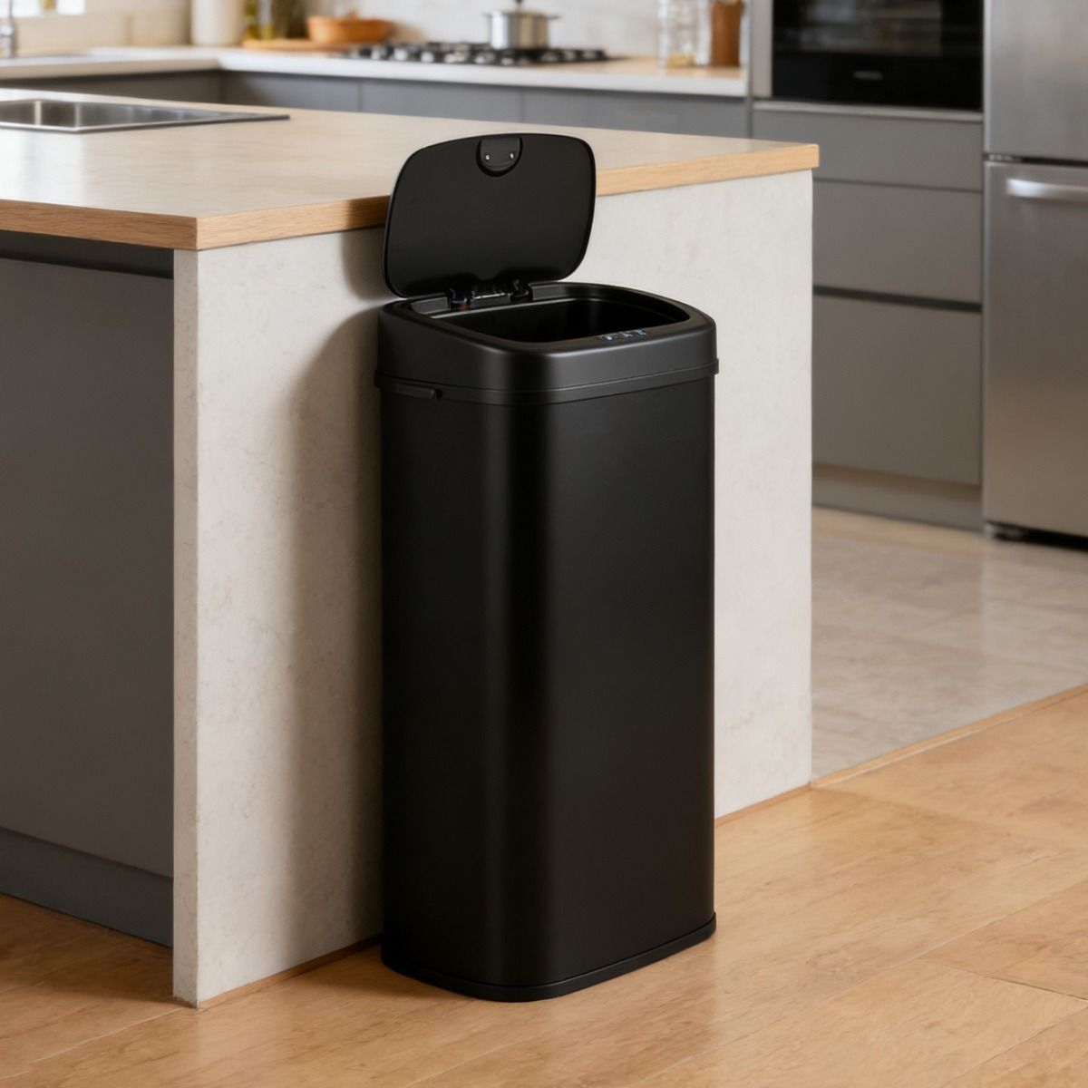 Coast Sensor-Abfallbehälter – Zwei-Zonen-Design – automatische Mülltrennung – schwarz – 68 Liter