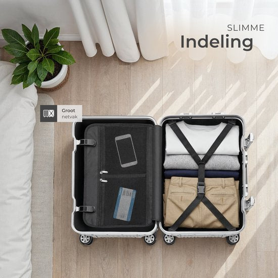 tectake® Aluminium-Handgepäckkoffer – 36 Liter – Doppeltes 3-stelliges TSA-Zahlenschloss – 53 cm – Handgepäck-Trolley – Reisekoffer mit Rollen