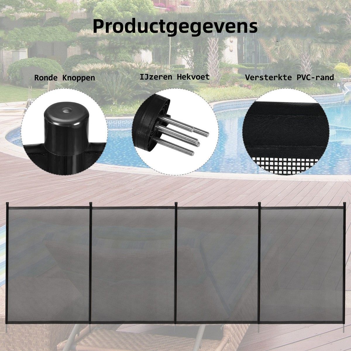 Coast Schwimmbadzaun für Kinder – Schutzzaun für Garten und Schwimmbad – Teichzaun – 360 x 125 cm