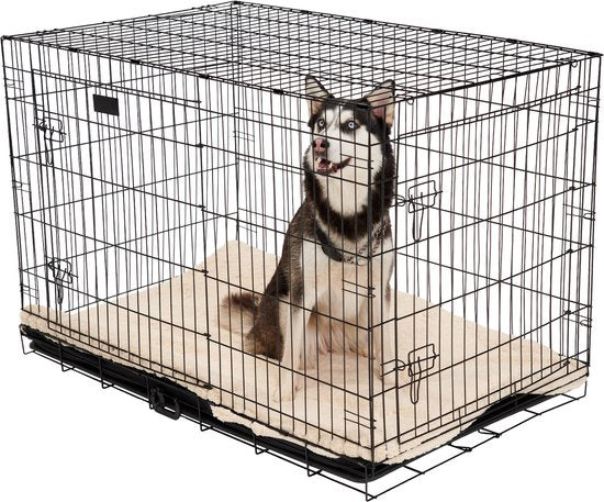 Brixy Hundebank - Bank für Hunde - Größe XXL - faltbar - 122 x 76 x 84 CM - 2 Türen - Schwarz