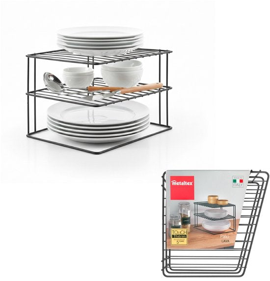 Metaltex – Tellerhalter – Schwarz – Ordnungssystem für den Küchenschrank – 25 × 25 × 19 cm