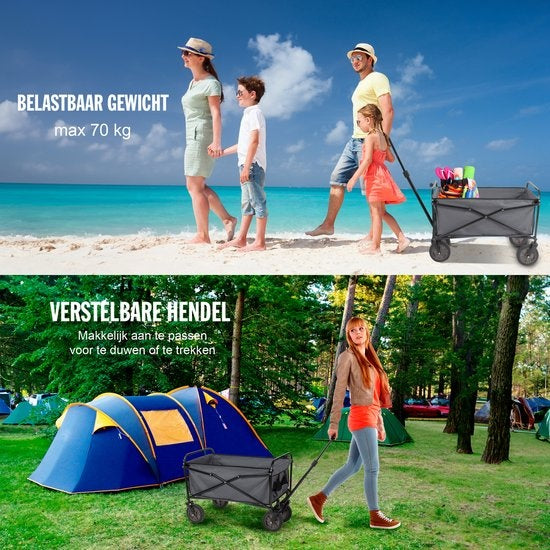 Camp Active - Wagon faltbar - leicht faltbar - kompakte Lagerung - Schwarz