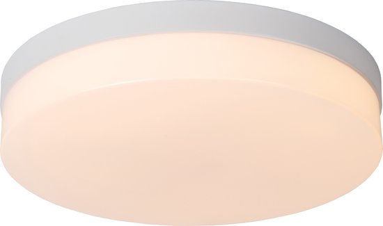 Lucide BISKIT – Deckenleuchte (Deckenlampe) für das Badezimmer – Ø 34,5 cm – LED – 1x24 W, 2700 K – IP44 – Bewegungssensor – Weiß
