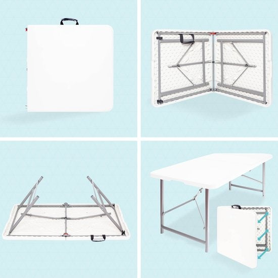 LifeGoods Zusammenklappbarer Tisch - 60x120cm - Campingtisch - Wetterfest - Klapptisch - Weiß