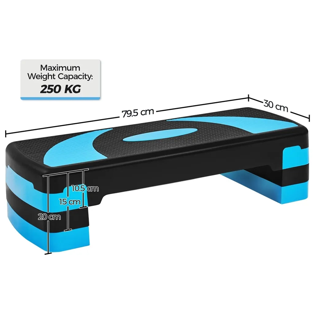 Yaheetech Aerobic Step - Einstellbare Stepboard - Fitness Stepper - 3 Höhen - Anti-Rutsch - Blau