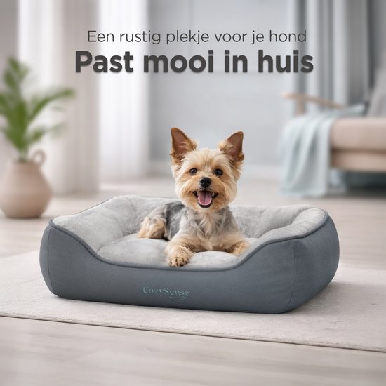 CozySense® Orthopädisches Hundekissen 75x45 cm Größe M - Wasserdicht & waschbar - Sitzkissen und Hundebett - Ultraweicher Sherpa-Stoff - Grau & Anthrazit