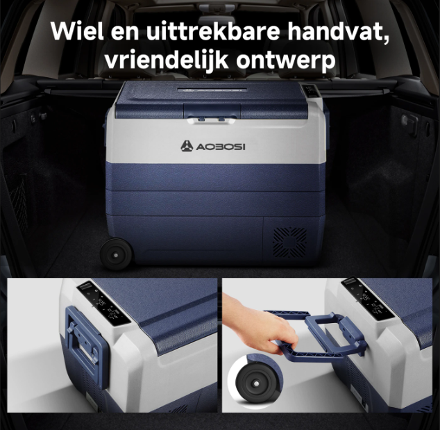 AAOBOSI 60 l Kompressor-Kühlbox mit zwei Temperaturzonen – Steuerung per App – 12/24 V & 230 V – Schwarz