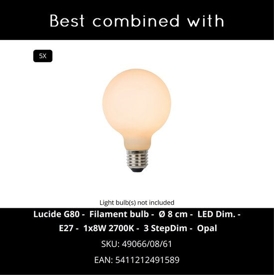Lucide JULIUS – Hängeleuchte – 5xE27 – Opal