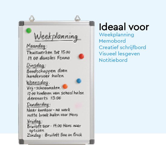 BRASQ Whiteboard 60x90 cm magnetisch - mit Zubehörset (Marker, Radiergummi, Magnete) - Tafel - Magnetische Tafel - Weiß