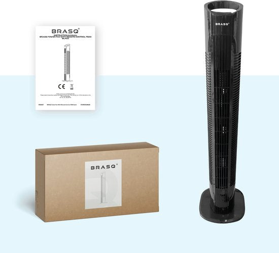 BRASQ - Turmventilator F500 mit Fernbedienung - 80 cm hoch - Timer & Schlafmodus - 50W - schwarz