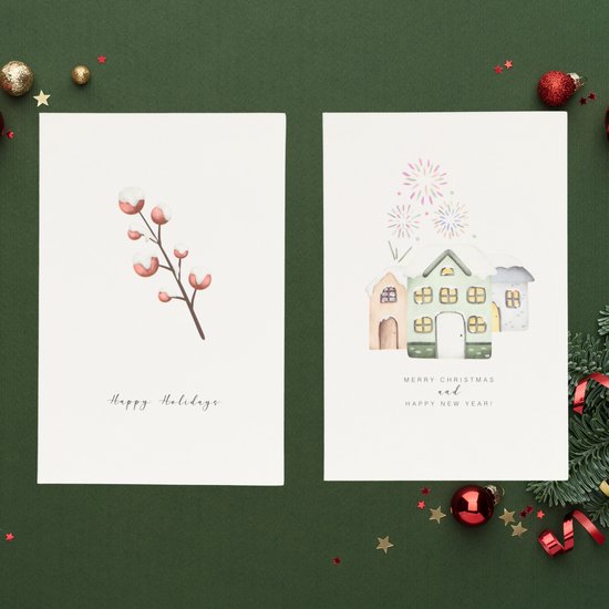 Partizzle 36x Luxus Weihnachtskarten mit Umschlägen Set - Neujahrskarten - 2025 Kollektion / 12 Designs