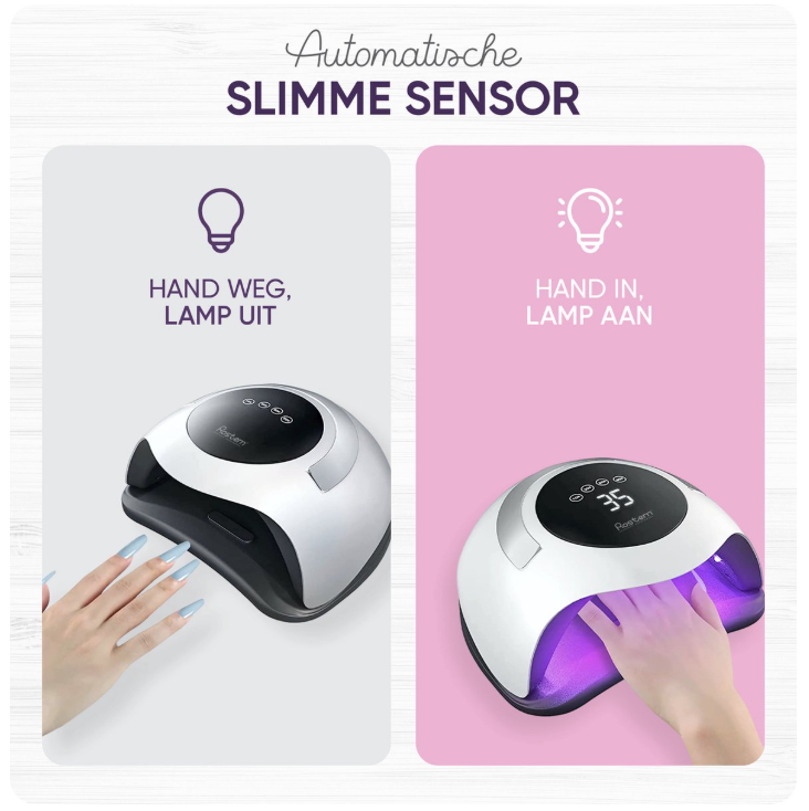 Rostem 120 Watt UV-LED-Nageltrockner - Nagellampe - perfekt gehärteter Nagelgel-Lack - LED-Lampe - langes Kabel - weiß