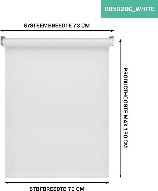 VONROC SMART BLINDS - Elektrisches Rollo - Verlängerung - 70 x 190 - Weiß - Ohne Fernbedienung und Ladekabel